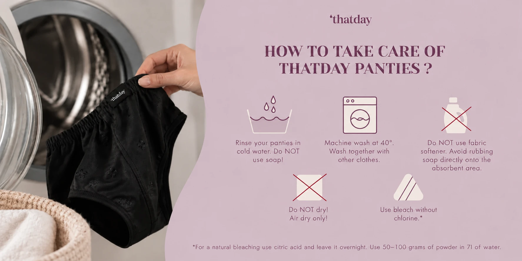 How to wash and care for THATDAY period underwear